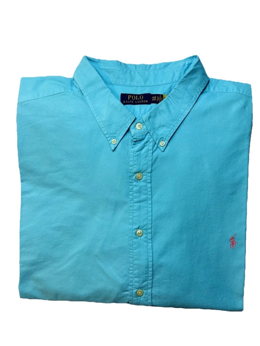 Polo by Ralph Lauren Men's Aqua Button-Down Oxford Shirt 4XB BIG Long sleeve